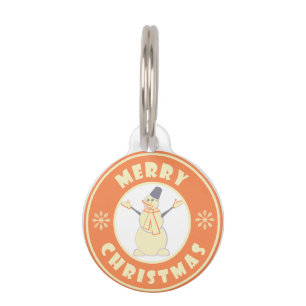 Médaillon Pour Animaux Joyeux Noël heureux bonhomme de neige célèbre styl