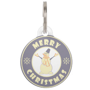 Médaillon Pour Animaux Joyeux Noël heureux bonhomme de neige célèbre styl