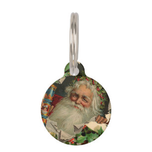 Médaillon Pour Animaux Joyeux Noël Père Noël classique antique