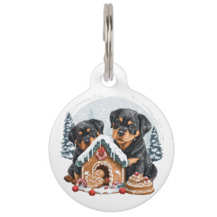 Médaillon Pour Animaux Joyeux Noël Rottweiler Chiens en pain d'épices Mai