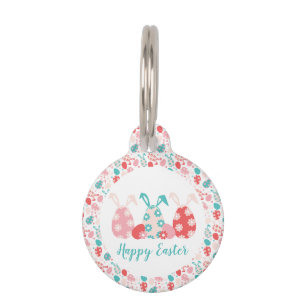 Médaillon Pour Animaux Joyeux OEufs Décorés De Pâques Oreilles De Lapin