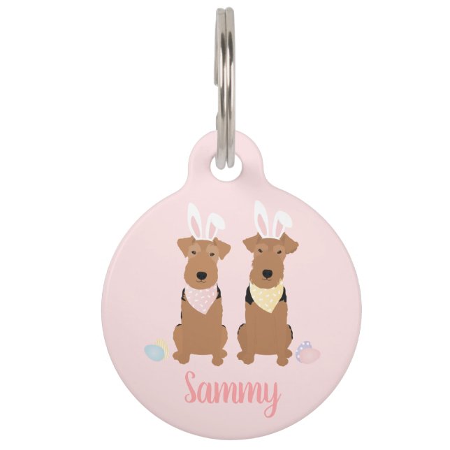 Médaillon Pour Animaux Joyeux Pâques Welsh Terriers Chiens Lapin Oreilles (Devant)