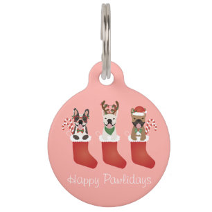 Médaillon Pour Animaux Joyeux Pawlidays Bouldogs Français Chaussette de N