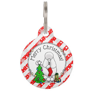 Médaillon Pour Animaux Joyeux sapin de Noël 2 caniche (blanc) chien migno
