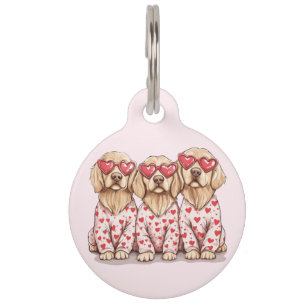 Médaillon Pour Animaux Joyeux Valentines Day Golden Retriever Dogs