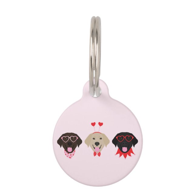 Médaillon Pour Animaux Joyeux Valentines Labrador Retriever Dogs (Devant)