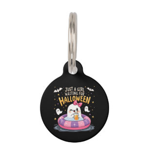Médaillon Pour Animaux Juste Une Fille En Attente D'Halloween Été Éffraya