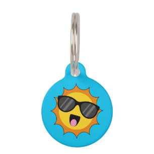 Médaillon Pour Animaux Kawaii Joyeux soleil avec lunettes de soleil Ajo
