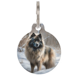 Médaillon Pour Animaux Keeshond Qu'il neige Noël