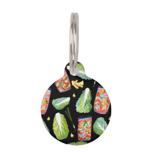 Médaillon Pour Animaux Kimchi Ingrédients Fermentation épicée Aquarelle