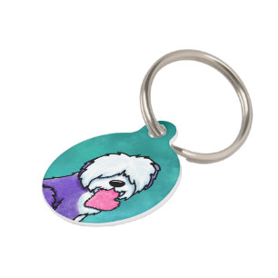 Médaillon Pour Animaux KiniArt Chien de Berger Anglais Ancien ID Tag pour