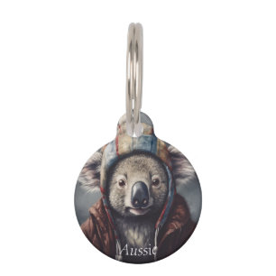 Médaillon Pour Animaux koala adorable portant casquette mignon personnali