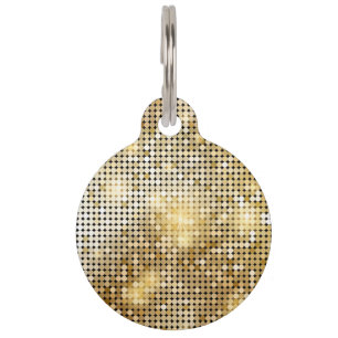Médaillon Pour Animaux La paillette d'or de scintillement lumineuse