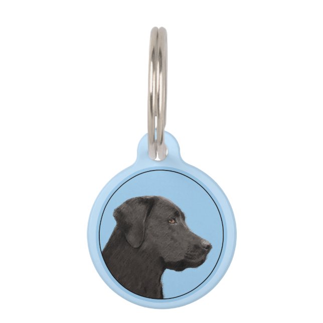 Médaillon Pour Animaux Labrador Retriever Black Peinture Original Chien A (Devant)