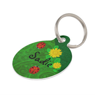 Médaillon Pour Animaux Ladybug Whimsey 3D Folk Art NOM DE L'ANIMAL