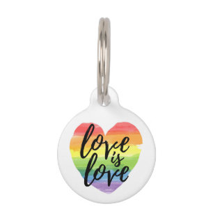 Médaillon Pour Animaux L'amour est l'amour Coeur d'aquarelle arc-en-ciel