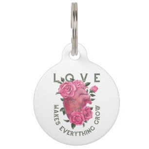 Médaillon Pour Animaux L'amour fait tout grandir - Art Floral Romantique