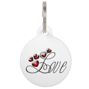 Médaillon Pour Animaux L'Amour Personnalisé - Coeurs De Gem Rouge