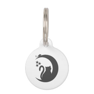 Médaillon Pour Animaux Le chat sur la Lune - Choisir la couleur arrière 