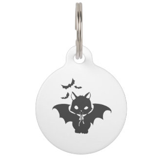Médaillon Pour Animaux Le chat vampire a la canine - Choisir la couleur d