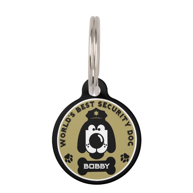 Médaillon Pour Animaux Le chien de la sécurité du monde (Devant)