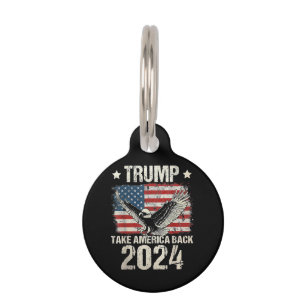 Médaillon Pour Animaux Le drapeau de Trump 2024 reprend l'Amérique hommes