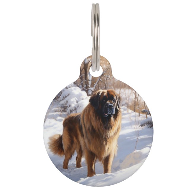 Médaillon Pour Animaux Leonberger Laissez tomber la neige Noël (Devant)