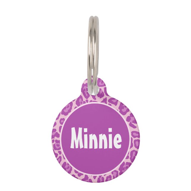 Médaillon Pour Animaux Léopard avec rose (Devant)