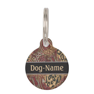 Médaillon Pour Animaux Léopard et Paisley à personnaliser