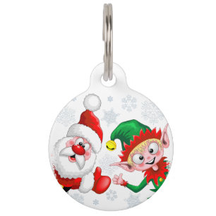 Médaillon Pour Animaux Les personnages de Noël de père Noël et Elf