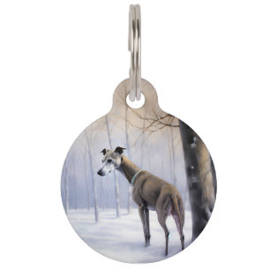 Médaillon Pour Animaux Lévrier Italien Qu'il neige Noël