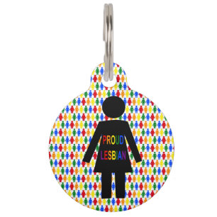 Médaillon Pour Animaux LGBTQ Lesbian Silhouette et Rainbow Ladies Custom