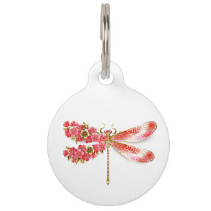 Médaillon Pour Animaux libellule de fleurs avec sakura de bijoux