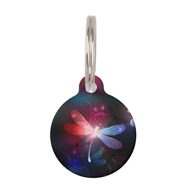Médaillon Pour Animaux libellule rouge brillante (Devant)