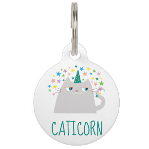 Médaillon Pour Animaux Licorne Chat Blanc Caticorne Monogramme Mignon Drô
