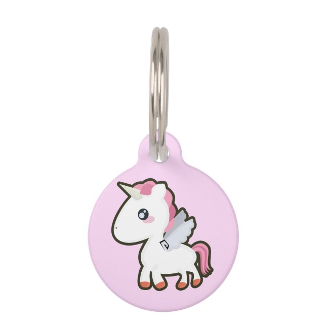 Médaillon Pour Animaux Licorne de Kawaii (Devant)