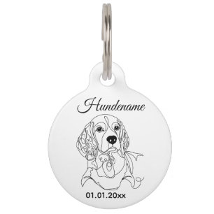 Médaillon Pour Animaux Ligne de Beagle Étiquette Personnalisée