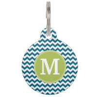 Lime Green et Turquoise Chevron Motif Monogramme