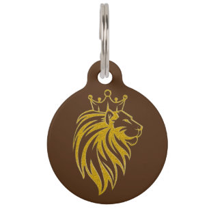 Médaillon Pour Animaux Lion Avec Couronne - Style Or 2