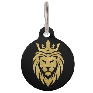 Médaillon Pour Animaux Lion Avec Couronne - Style Or 3