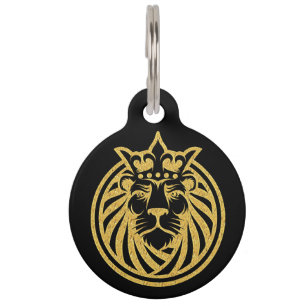 Médaillon Pour Animaux Lion Avec Couronne - Style Or 4
