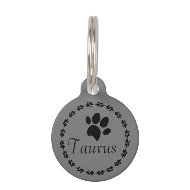 Médaillon Pour Animaux Logo circulaire empreinte de patte Nom  (Devant)