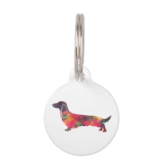 Médaillon Pour Animaux Long Haied Dachshund Geo Silhouette Multi (Devant)