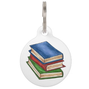 Médaillon Pour Animaux Love Lecture Bibliothèque Pile de livre Bibliophil