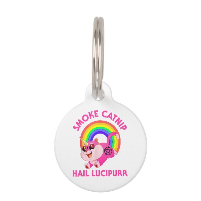 Médaillon Pour Animaux Lucipurr à la grêle à la fumée, Funny Satan Chat U (Devant)