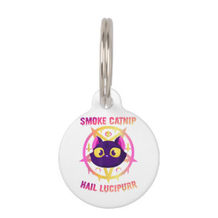 Médaillon Pour Animaux Lucipurr à la grêle à la fumée, Funny Satanic Chat