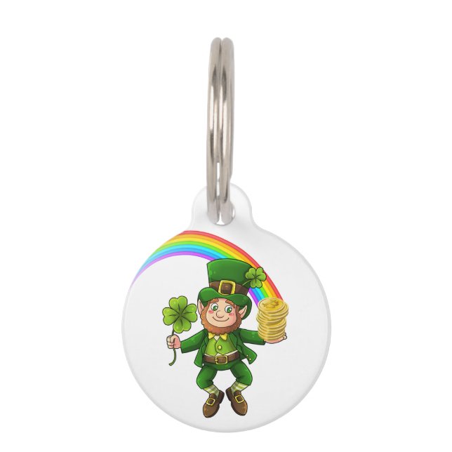 Médaillon Pour Animaux Lucky Bitcoin Rainbow Leprechaun (Devant)