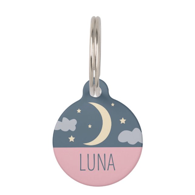 Médaillon Pour Animaux Lune et étoiles (Devant)