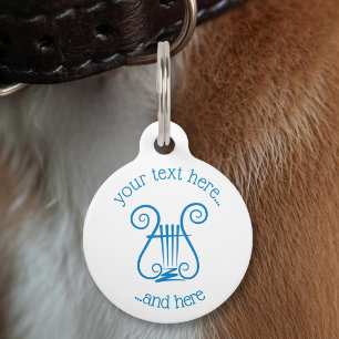 Médaillon Pour Animaux Lyre Bleue