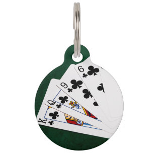 Médaillon Pour Animaux Mains de poker - Flush - Costume Clubs